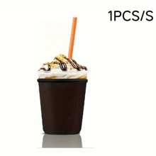 Reusable Neoprene Iced Coffee Cup Sleeve, Fits For Cold (Hot) Drinks - Black - View 9