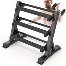 500KG/1100lbs Dumbbell Rack- Adjustable 3 Tier Dumbbell Rack For Home Gym, Heavy Duty Weight Rack Dumbbell Storage Stand Holder(Rack Only) - Black - View 1