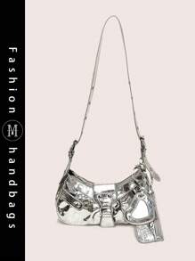 En el otoño e invierno de 2024, la nueva bolsa de moda: bolso de motocicleta con remaches, bolso de hombro y bolso cruzado de tres piezas