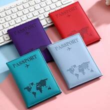 1pc Customized Name Travel Essentials,Popular Plain Skin Pu Passport Protective Cover, Passport Clip, Plane Ticket Clip, Passport