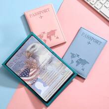 1pc Customized Name Travel Essentials,Popular Plain Skin Pu Passport Protective Cover, Passport Clip, Plane Ticket Clip, Passport