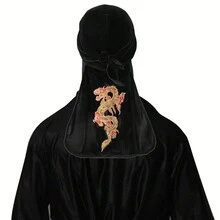 1 chiếc khăn Bandana đuôi dài nhung đính sequins dành cho cả nam và nữ, mũ cướp biển nhẹ thoáng khí có miếng vá thêu hình rồng, mũ trùm đầu Durag có thể điều chỉnh cho nhạc Hip Hop, khiêu vũ đường phố - nhiều màu - Xem 7