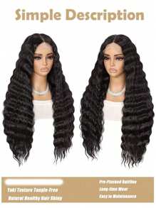 Tóc giả xoăn 30 inch cho phụ nữ, tóc giả dài xoăn bằng ren phía trước, tóc giả uốn sóng sâu, tóc giả ren tổng hợp 13x4*1, tóc giả ren phía trước Tpart, tóc giả xoăn tổng hợp để sử dụng hàng ngày. Tóc giả Giáng sinh, tóc giả lễ hội âm nhạc - màu đen - Xem 6