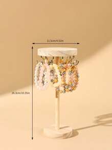 1pc Wooden Round Detachable Jewelry Display Stand, Necklace Pendant Bracelet Organizer, Simple Design, Jewelry Display Prop Sun Travel Cool Back To School - Wood Light Yellow - View 3