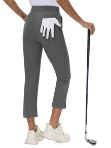 EXARUS Women's Golf Pants 7/8 Stretch Travel Casual Work Ankle Pants Pockets Petite Lightweight Quick Dry - Grey - View 2