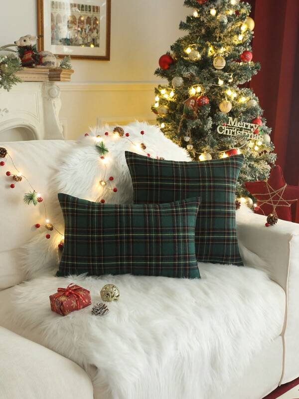 1pc Plaid Print Pillow Cover, Suitable For Holiday Home Decor