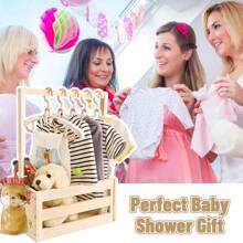 木制婴儿淋浴箱衣柜，木制婴儿淋浴箱衣柜，男孩和女孩婴儿淋浴木制篮子礼物，迎婴礼物，适合怀孕礼物，适合新父母爱情人节 - 彩色 - 查看 4