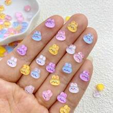 20/50/100 Pcs Mixed Random Cute Mini Colorful Rabbit Series Resin Craft DIY Jewelry Making, 3D Charms, Nail Art Decorations, Suitable For Women/Girls, Easter