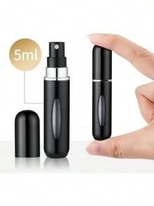 1/5/10 件装可再填充香水瓶 5 毫升喷雾器，优雅迷你便携式铝制香水喷雾器 - 黑色 - 查看 3