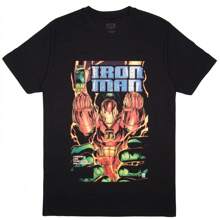 Iron Man In Fist Flight Marvel Comic Cover T-Shirt - Black - View 1