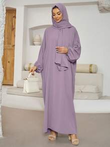 1 件带头巾的时尚休闲长袍，女士日常穿着的一体式服装，长度 148 厘米，2 种尺寸 - 彩色 - 查看 18