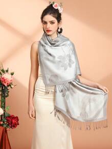 1 chiếc khăn choàng Pashmina Jacquard, khăn choàng in hoa thời trang đa năng, khăn choàng ấm áp cho bốn mùa, khăn trùm đầu, khăn choàng cưới cô dâu, khăn choàng Ankara đỏ thời trang - Màu Đỏ Sâu - Xem 6