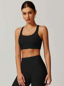 Libin 女士上衣，运动休闲上衣，瑜伽上衣，跑步运动上衣，居家休闲上衣，舒适亲肤 - 黑色 - 查看 7