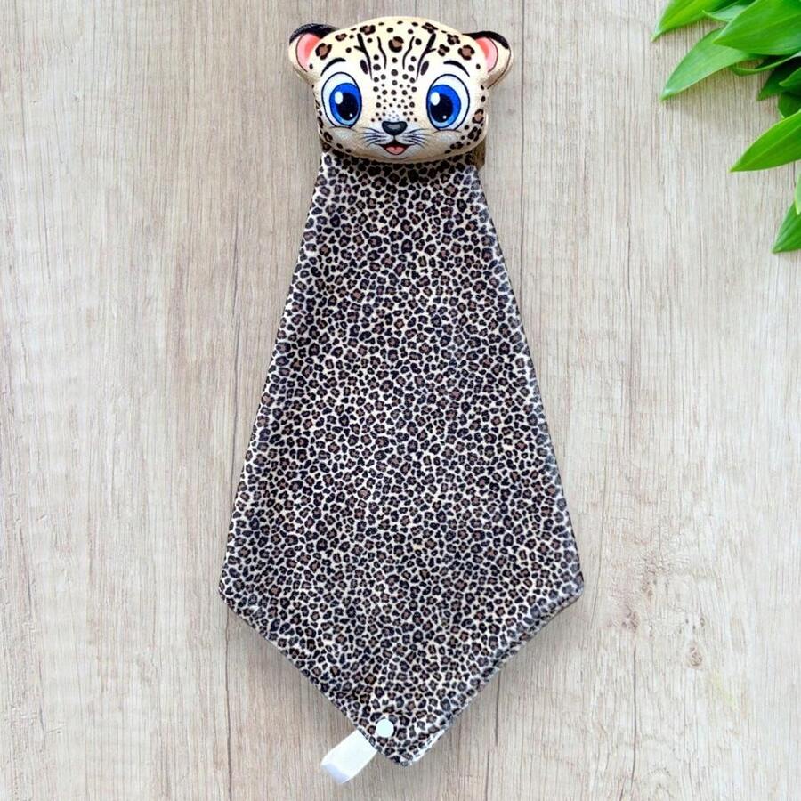 Sublimated Baby Blanket Little Friends With Leopard Print Pacifier Clip - Rỉ Nâu - Xem 1