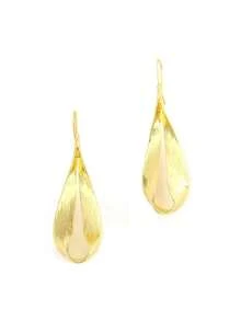 1 对优雅金属合金泪珠几何夸张个性化派对和节日耳环，日常高霜风格耳环 - 水滴形葉子耳環 - 查看 7