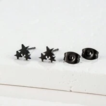 1 Pair Fashion Stainless Steel Earrings Small Cute Triple Star Stud Earrings Punk Piercing Earrings Women's Starry Minimalist Jewelry