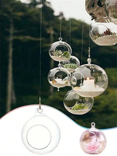 1/2/6 pièces Supports de bougie sphériques en plastique transparent, décoratifs pour plantes de terrasse, style suspendu, haute transparence, convient pour l'extérieur, le mariage, l'anniversaire, Noël, Thanksgiving, Nouvel An, l'arbre de Noël, les fêtes, les banquets, les rassemblements familiaux, décorations d'éclairage créatives