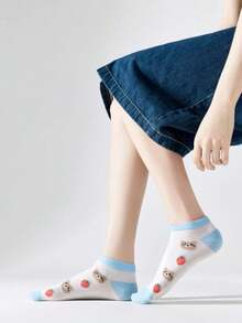 5pairsFour Seasons Blue Bear Women's Short Socks - Multicolor - View 4
