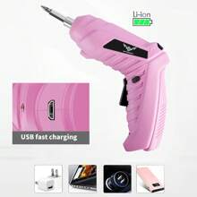 Electric Screwdriver Cordless Rechargeable Pink Small Power Drill Set 3.6V Li-Ion 3.5N.M Max Torque Electric Rotatable With Case LED Light Screwdriver For Home Office DIY Tools (Pink) - 26pcs - View 4