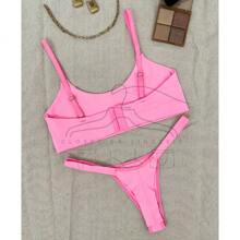 Women's Bikini Set Double String Panties Strap Topper Comfort Microfiber Lingerie Beachwear - 粉色 - 查看 2