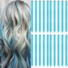 Clip In Hair Extensions 22 Inch 20Pcs/10Pcs Colored Hair Extensions Party Highlights Long Straight Synthetic Hairpieces For Women