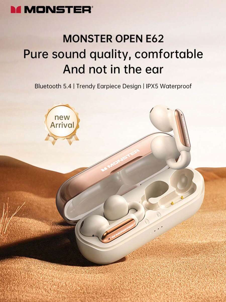 Monster AC601 TWS耳机 HiFi立体声高清通话夹式耳机降噪游戏耳机户外运动跑步耳机