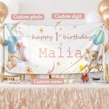1pc,Custom Personalized Happy Birthday Banners, Custom Photo Birthday Banners, Custom Birthday Banners, Custom Party Decorations, Birthday Gifts For Friends - White - View 2