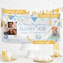 1pc,Custom Personalized Happy Birthday Banners, Custom Photo Birthday Banners, Custom Birthday Banners, Custom Party Decorations, Birthday Gifts For Friends - White - View 3