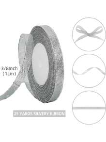 25-100 Yards ruy băng kim tuyến vàng bạc 3/8 inch, ruy băng vải mỏng lấp lánh để gói quà, thủ công, trang trí tiệc sinh nhật, tiệc cưới, bó hoa, cuộn ruy băng vàng kim loại - Nhiều màu - Xem 12