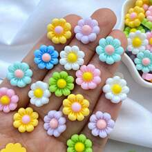 20/50/100pcs/Set Colorful 3D Mini Floral Resin Flat-Back Stones, Mixed Random 12mm - For DIY Wedding Decor, Nail Art Craft, Scrapbooking