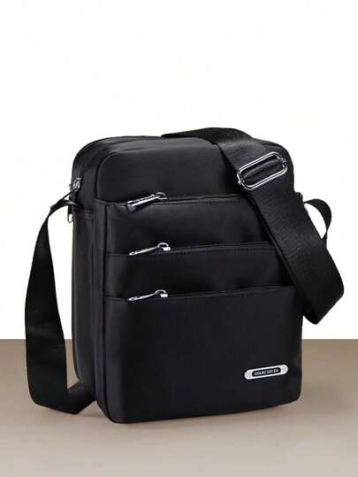 1 件男士单肩包，休闲牛津布多层斜挎包男士胸包男士侧包挎包皮包流浪包腰包旅行圣诞节假期感恩节男士礼物手提包趣味礼物度假男友礼物大容量多功能户外便携时尚休闲学生笔记本电脑徒步旅行爸爸礼物黑色包旅行必需品露营男士单肩包夏季返校夏季包春假包斜挎包学校用品