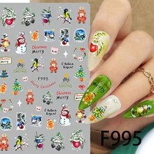 Miếng dán móng tay hình ông già Noel hoạt hình bông tuyết hình nai sừng tấm - Nhiều màu - Xem 1