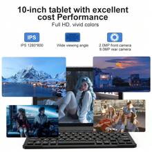 10 Inch Android Tablet,  Android 13 Tablets 7GB (3+4) RAM 64GB ROM, 1TB SD Expansion, 5G Dual Band WIFI6 Tablet, 2MP+8MP Camera, 6000mAh Battery, 1280*800 IPS HD Tablet PC, 2 In 1 Tablet With Keyboard, Case, Stylus - Màu xanh lam - Xem 3