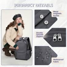 Travel Backpack Women's Casual High-Capacity Backpack Men's Business Notebook Backpack, 15.6-Inch Computer Work Backpack, Stylish Multi-Functional Multi-Layered Portable Cabin Bag 40 X 20 X 25, Outdoor Travel College Students Junior High School Students Schoolbag, Suitable For Work Trips To School Outdoor Trips Use Gifts For Boys And Girls - Grey - View 5