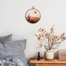 1 件 Boho Sun Cactus 沙漠墙壁艺术装饰 - 中世纪现代装饰纺织墙壁艺术帆布画框悬挂印刷品，极简主义中性圆形墙壁艺术装饰适用于家庭卧室装饰 10"X10" - 彩色 - 查看 6