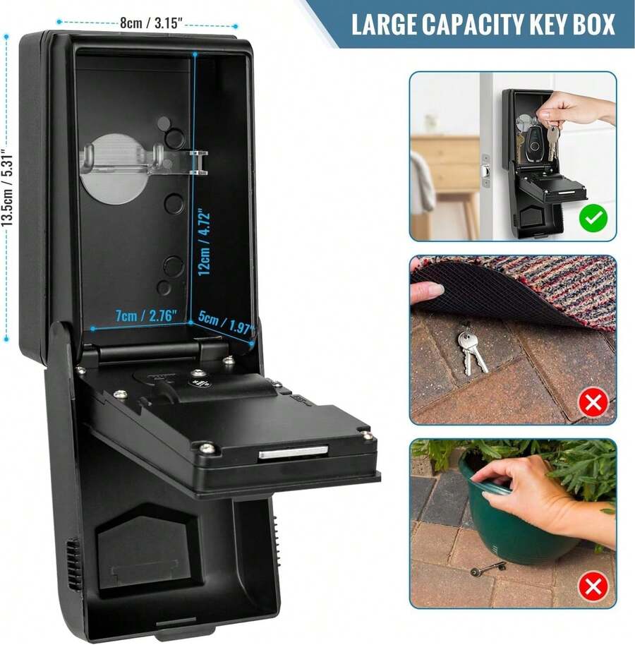 Outdoor Key Safe With Luminous Digital Code Waterproof Sturdy Key Box