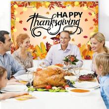 1pc Thanksgiving Photo Background, Autumn Harvest Pumpkin, Turkey Maple Leaf Party Banner, Easy To Hang Indoor And Outdoor Thanksgiving Decor, Various Sizes (210*150/150*100/100*75CM)