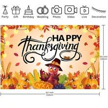 1pc Thanksgiving Photo Background, Autumn Harvest Pumpkin, Turkey Maple Leaf Party Banner, Easy To Hang Indoor And Outdoor Thanksgiving Decor, Various Sizes (210*150/150*100/100*75CM)