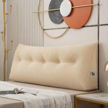 Large Corduroy Headboard Wedge Pillow Bed Rest Reading Pillow Bolster Positioning Support For Sitting In Bed Sofa - 米色 - 查看 1