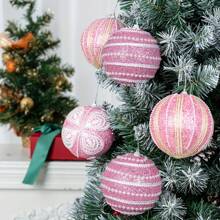 2 pezzi/set di palline decorative natalizie rosa di 4 pollici (diametro 10 cm), palline natalizie rosa perlato con pezzi scintillanti, palline decorative dipinte a mano in modo creativo, decorazioni natalizie, feste natalizie, feste di compleanno, decorazioni per matrimoni, perfetti come accessori fotografici per creare l'atmosfera giusta