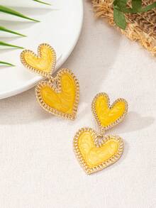 1 对 2024 情人节新款金属渐变色珐琅心形耳环，时尚创意高端个性百搭心形耳环，适合女士，适合派对、日常佩戴、情人节礼物 - 心形耳環 - 查看 12