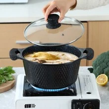 2 buc/Set Set de vase de gătit Maifanshi din aluminiu, inclusiv oală și tigaie antiaderență, potrivite pentru plită pe gaz și cu inducție, oale multifuncționale pentru fierbere de fructe de mare