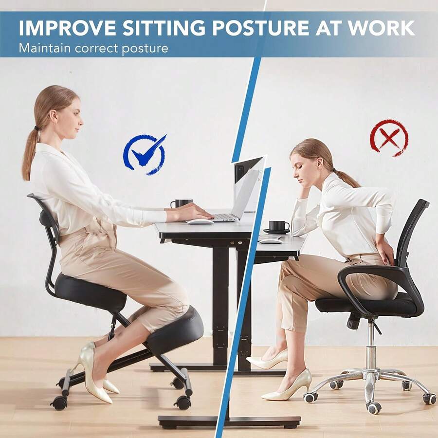 Ergonomic Kneeling Chair With Back Support, Kneeling Desk Chair For