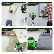 ONEVAN 16 Linien 4D-Laserebenen 360 Horizontale Vertikale Grüne Linie Laserebene Selbstnivellierendes Messnivellierungswerkzeug mit Stativ