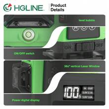 ONEVAN 16 Linien 4D-Laserebenen 360 Horizontale Vertikale Grüne Linie Laserebene Selbstnivellierendes Messnivellierungswerkzeug mit Stativ