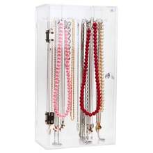 1 buah Kotak Kalung Transparan Anti Debu, Tempat Penyimpanan Gelang, Rak Display Organizer Perhiasan untuk Kalung Choker, Rantai Sweater, Perlengkapan Sekolah - Clear - View 5