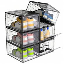 6/9/10 Pieces Transparent Thickened Shoe Box, Shoe Storage Box With Magnetic Door, Closet Shoe Box, Sneaker Box, Dustproof And Waterproof, Stacking Shoe Box, Upgraded Sturdy Shoe Box, Multi-Functional Sneaker Organiser﻿