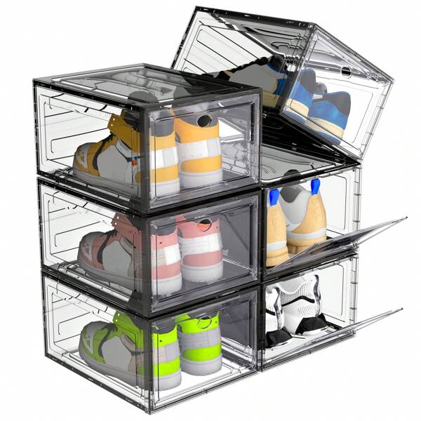 6/9/10 Pieces Transparent Thickened Shoe Box, Shoe Storage Box With Magnetic Door, Closet Shoe Box, Sneaker Box, Dustproof And Waterproof, Stacking Shoe Box, Upgraded Sturdy Shoe Box, Multi-Functional Sneaker Organiser﻿