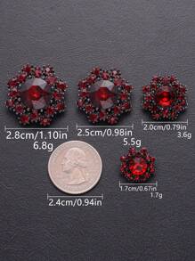 4 peças/pacote Botões de Metal Flor Oco de Luxo com Strass, Multi-cor, Multi-tamanho, DIY para Casaco, Camisa, Cardigã, Vestido, Jaqueta, Moda Vestuário e Acessórios Decoração
