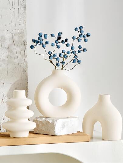 1pc Moderne Minimalist Bohemian Vase, Matte Donut Shaped Flower Reed Grass, Great Living Room, Dining Table, Office, Bedroom Shelf Entryway, Console Home Back To School Room Supplies Glass Vase view 3